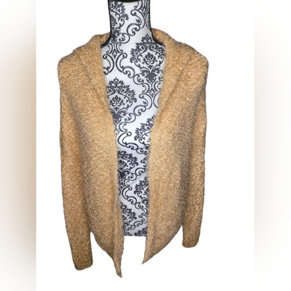 Super Soft Woman's Yellow Hooded Casual Sweater Cardigan Sz. Small